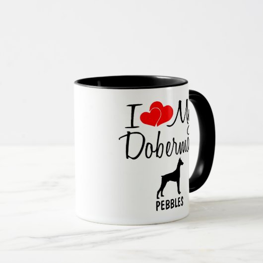 Custom I Liebe My Doberman Dog Tasse (VorderseiteRechts)