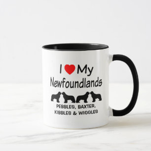 Custom I Liebe My Four Newfundland Hunde Tasse