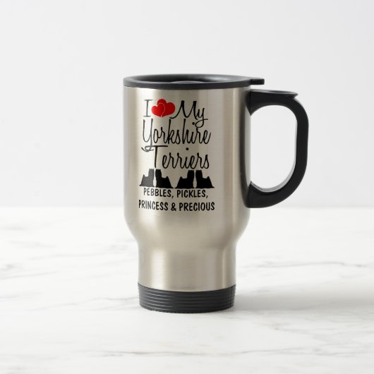 Custom I Liebe My Four Yorkshire Terriers Tasse (Rechts)