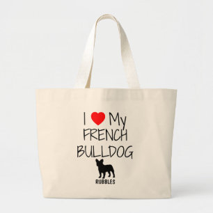Custom I Liebe My French Bulldog Jumbo Stoffbeutel