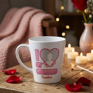 Custom I Liebe My Girlfriend - Add Foto & Name Lat Milchtasse