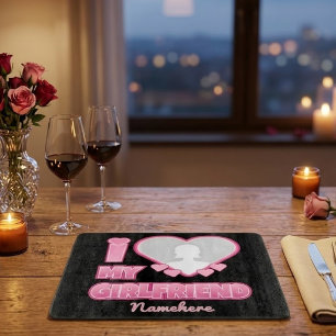 Custom I Liebe My Girlfriend - Foto & Name hinzufü Schneidebrett
