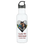 Custom I Liebe My Girlfriend Heart Foto Edelstahlflasche (Vorderseite)