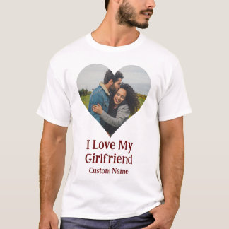 Custom I Liebe My Girlfriend Heart Foto T-Shirt