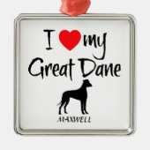 Custom I Liebe My Great Dane Silbernes Ornament (Vorne)