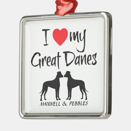 Custom I Liebe My Great Danes Silbernes Ornament (Links)