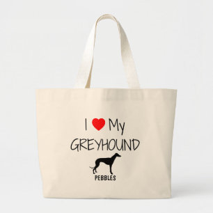 Custom I Liebe My Greyhound Jumbo Stoffbeutel