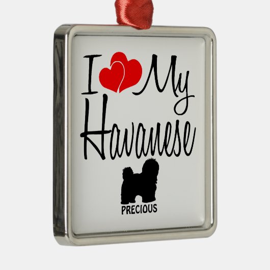 Custom I Liebe My Havanese Silbernes Ornament (Rechts)