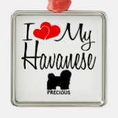 Custom I Liebe My Havanese Silbernes Ornament (Vorne)