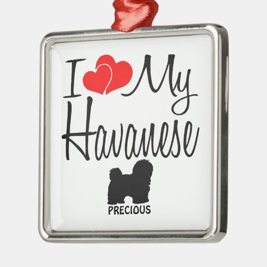 Custom I Liebe My Havanese Silbernes Ornament (Links)