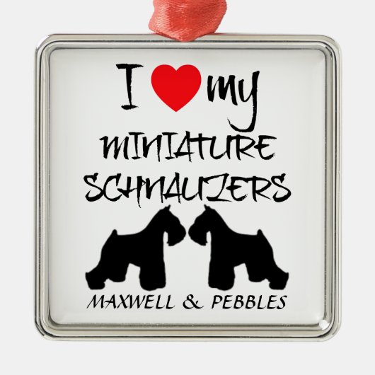 Custom I Liebe My Miniature Schnauzers Silbernes Ornament (Vorne)
