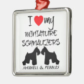 Custom I Liebe My Miniature Schnauzers Silbernes Ornament (Links)