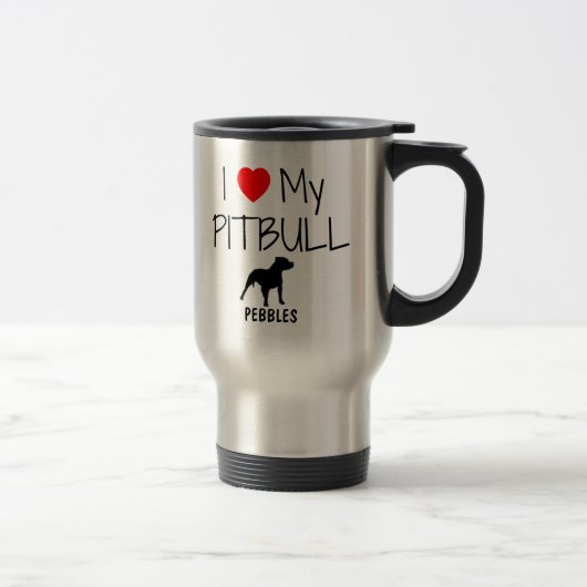 Custom I Liebe My Pitbull Reisebecher (Rechts)