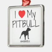 Custom I Liebe My Pitbull Silbernes Ornament (Links)