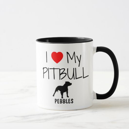 Custom I Liebe My Pitbull Tasse (Rechts)