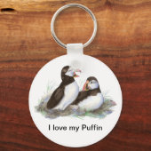 Custom "I Liebe my Puffin", Niedliche Aquarellpuff Schlüsselanhänger (Vorderseite)