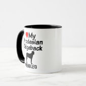 Custom I Liebe My Rhodesian Ridgeback Dog Tasse (Vorderseite Links)