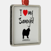 Custom I Liebe My Samoyed Silbernes Ornament (Rechts)