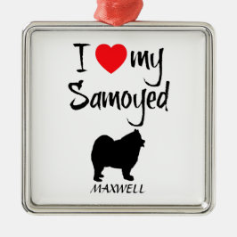 Custom I Liebe My Samoyed Silbernes Ornament