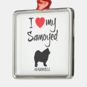Custom I Liebe My Samoyed Silbernes Ornament (Links)