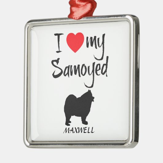 Custom I Liebe My Samoyed Silbernes Ornament (Links)