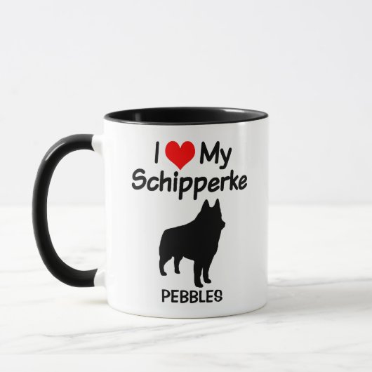 Custom I Liebe My Schipperke Dog Silhouette Tasse (Links)