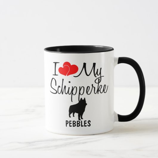 Custom I Liebe My Schipperke Tasse (Rechts)