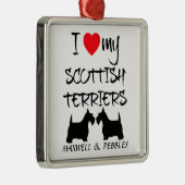 Custom I Liebe My Scottish Terriers Silbernes Ornament (Rechts)