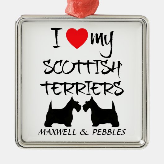 Custom I Liebe My Scottish Terriers Silbernes Ornament (Vorne)
