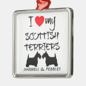 Custom I Liebe My Scottish Terriers Silbernes Ornament (Links)