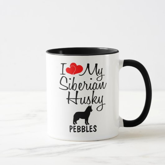 Custom I Liebe My Siberian Husky Hund Tasse (Rechts)