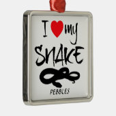 Custom I Liebe My Snake Silbernes Ornament (Rechts)