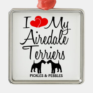Custom I Liebe My Two Airedale Terriers Ornament