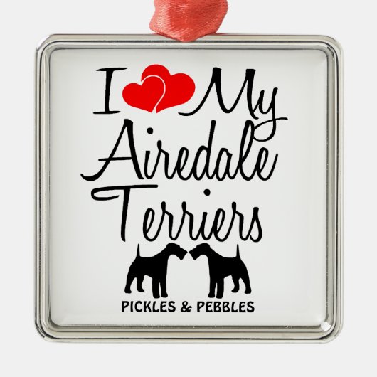 Custom I Liebe My Two Airedale Terriers Ornament (Vorne)
