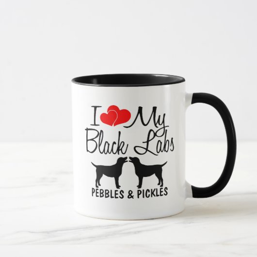 Custom I Liebe My Two Black Labradors Tasse (Rechts)