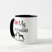 Custom I Liebe My Two Doberman Hunde Tasse (Vorderseite Links)