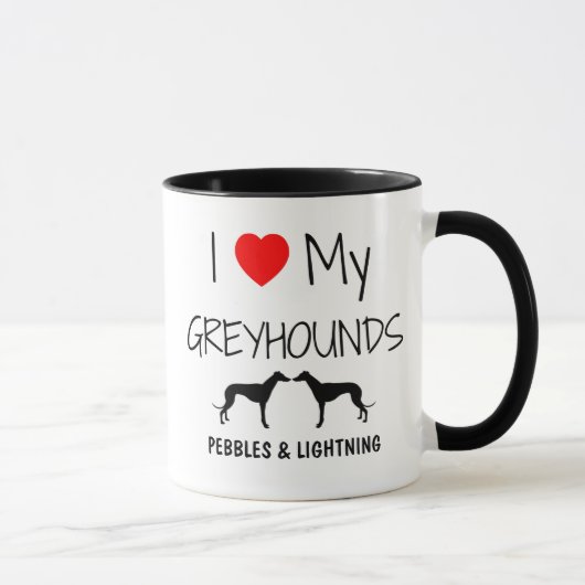 Custom I Liebe My Two Greyhounds Tasse (Rechts)