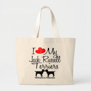 Custom I Liebe My Two Jack Russell Terriers Bag Jumbo Stoffbeutel