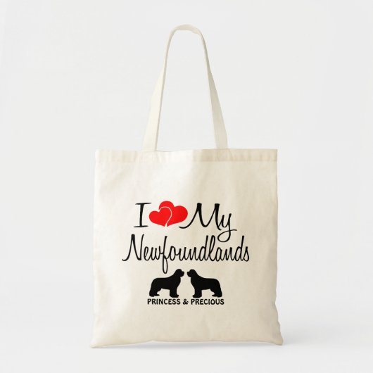 Custom I Liebe My Two Newfundlands Tragetasche (Vorne)