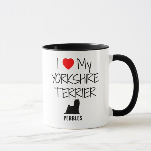 Custom I Liebe My Yorkshire Terrier Tasse (Rechts)