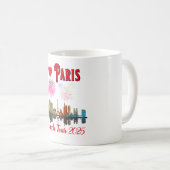 Custom I Liebe Paris bei Night Skyline Fireworks Kaffeetasse (VorderseiteRechts)