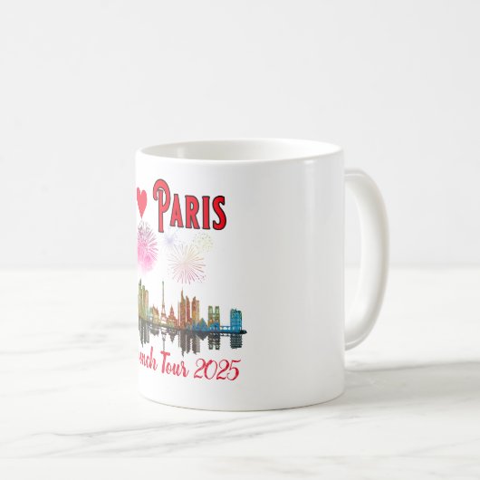 Custom I Liebe Paris bei Night Skyline Fireworks Kaffeetasse (VorderseiteRechts)