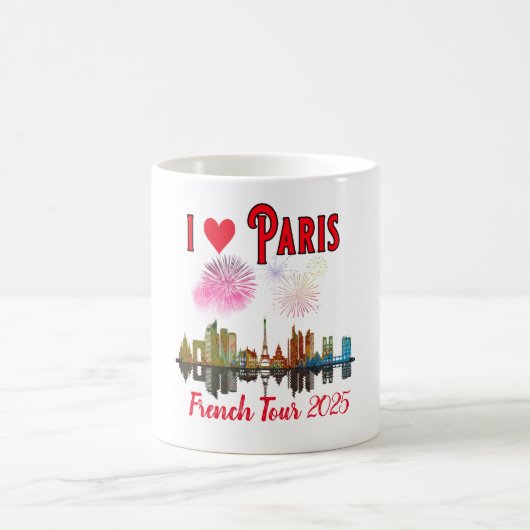 Custom I Liebe Paris bei Night Skyline Fireworks Kaffeetasse (Mittel)