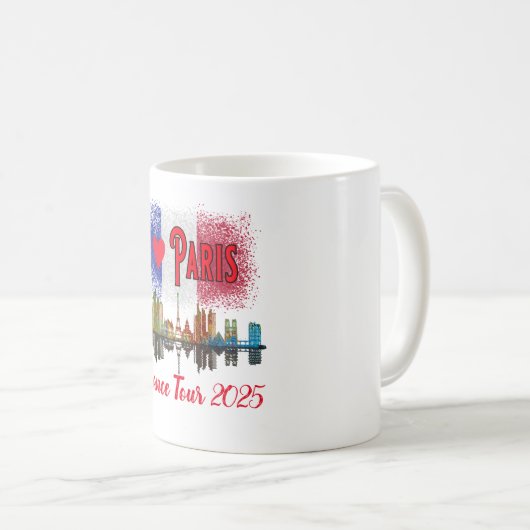 Custom I Liebe Paris Skyline Französisches Flaggen Kaffeetasse (VorderseiteRechts)