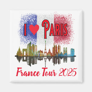 Custom I Liebe Paris Skyline Französisches Flaggen Magnet