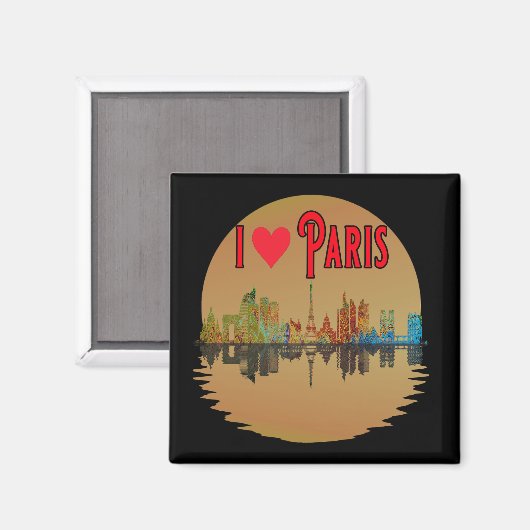 Custom I Liebe Paris Skyline Sunset Souvenir Magnet (Vorderseite/Rückseite)