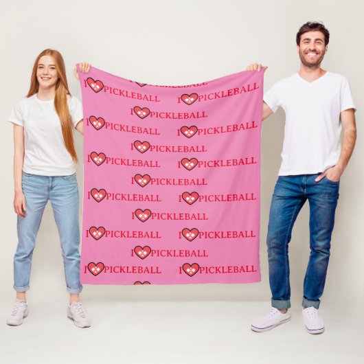 Custom I Liebe Pickleball Heart Pink Fleecedecke (Beispiel)