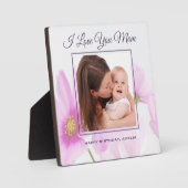 Custom I Liebe Sie Mama Foto Rosa Blumengeburt Fotoplatte (Vorderseite)