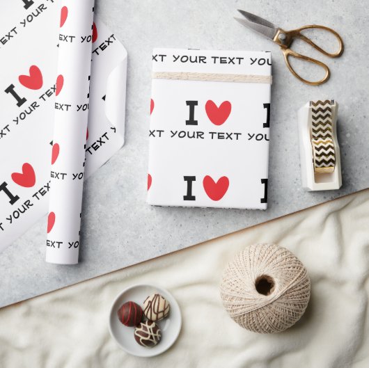 Custom I LOVE - I HEART template personalized Geschenkpapier (Kunsthandwerk)