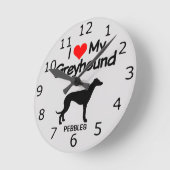 CUSTOM I Love My Greyhound Dog Runde Wanduhr (Winkel)